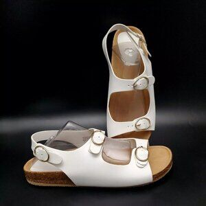LOFT White Faux Leather Comfort Adjustable Double Strap Sandals Women's Size 11M